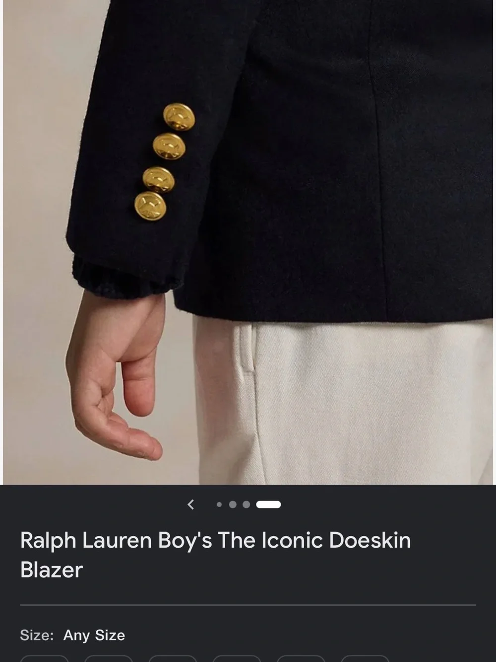 Ralph Lauren Boys Navy Blazer with Gold Buttons